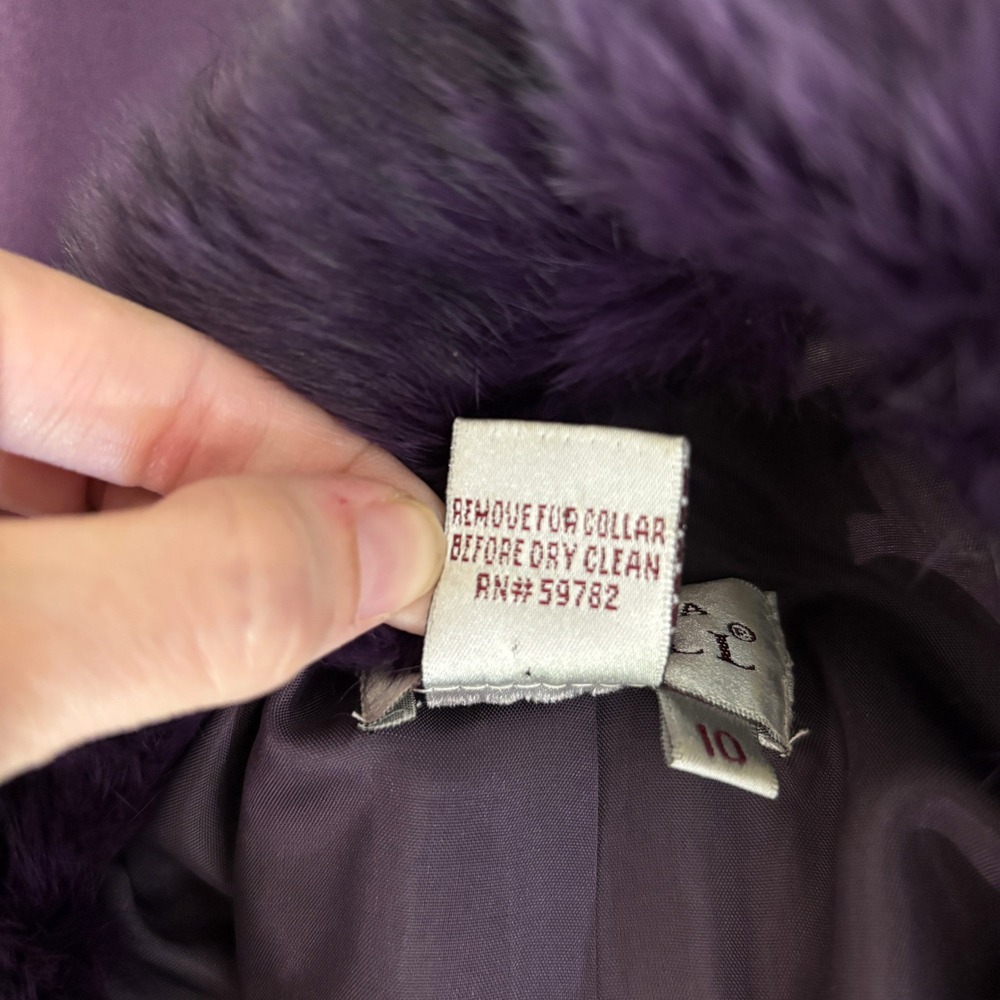 Adrianna Papell Womens 10 Purple Fur Trim Bow Blazer Jacket Glam Chic Holiday - Picture 14 of 14